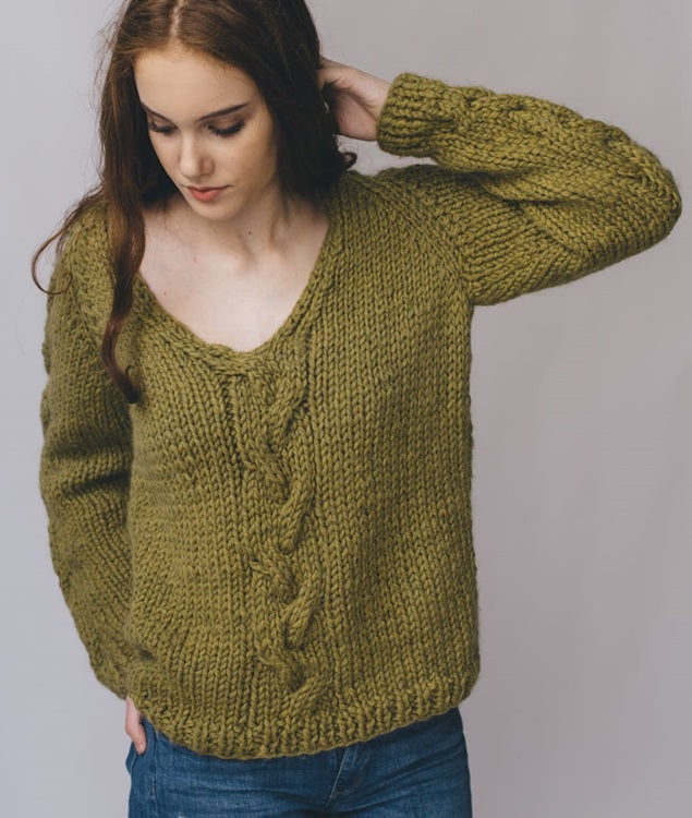 Blue Hill Jumper Kit ai Ferri Pullover a Trecce in Lana
