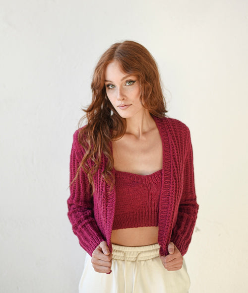 Load image 1 in gallery view. KNITTING KIT IVORY CARDI