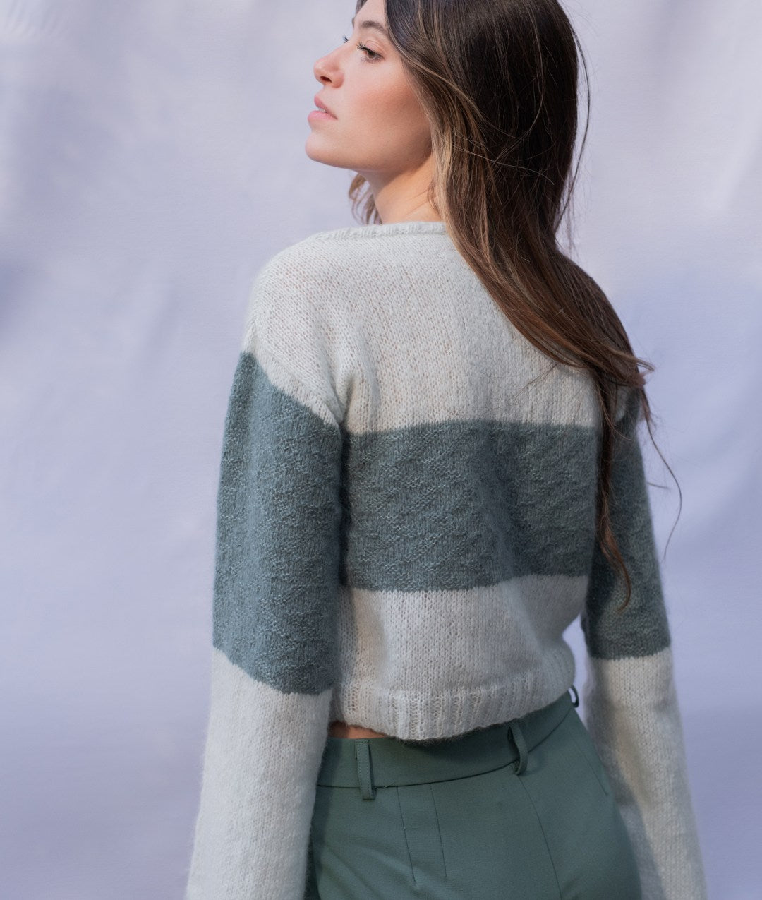 Sample Pull Phoebe Pull in Cuddle Cashmere – Maglione Moderno con Riga a Contrasto ...