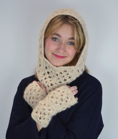 Load image 1 in gallery view. CROCHET KIT COZY MITTENS & BALACLAVA